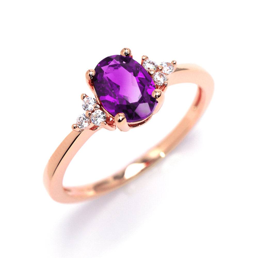 Natural Oval Amethyst Ring Amethyst & White Topaz