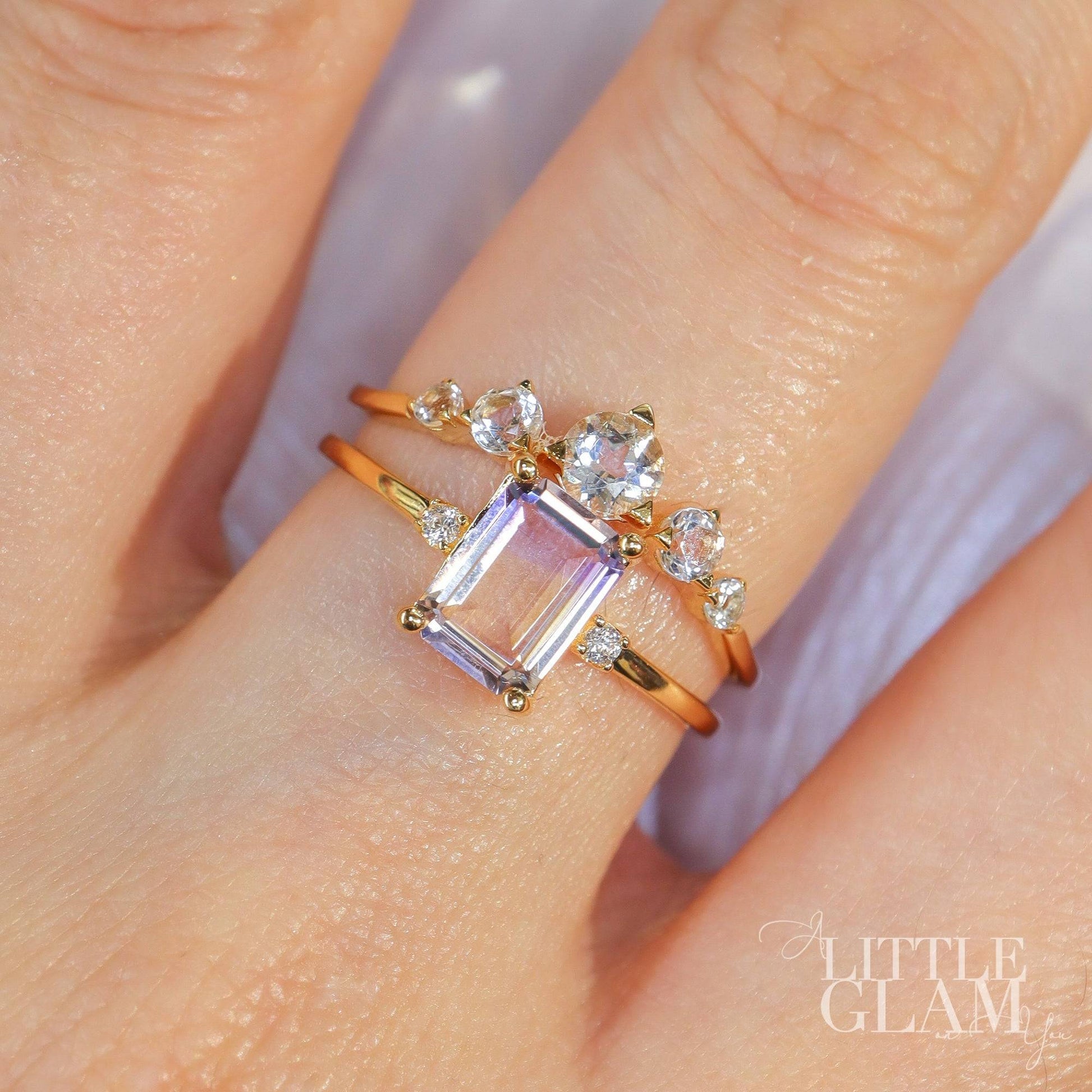 Wedding Veil White Topaz Ring White Topaz